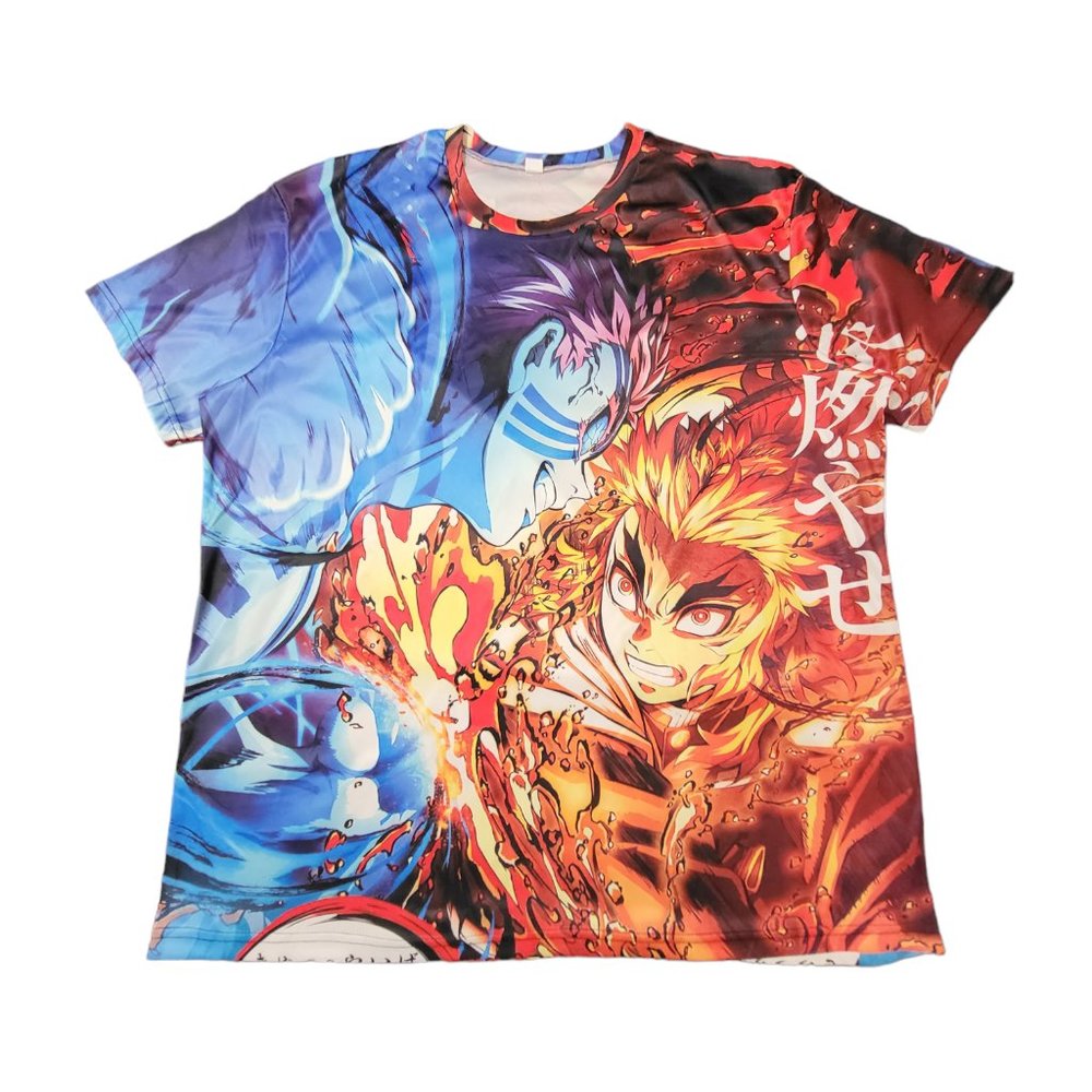 Men's Demon Slayer Sublimation Rengoku Shinjurou Anime Short Sleeves‎ T-shirt